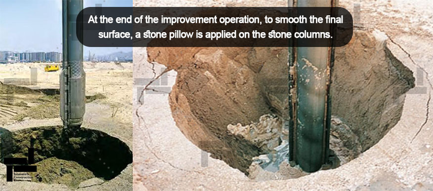 Formation of a conical cavity around the vibrator during vibro stone column operation